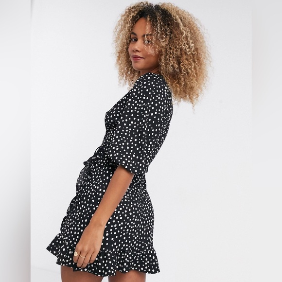 Bershka Mini wrap polka dot Dress - Picture 3 of 4